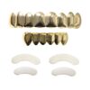24K Plated Gold Grillz 8 Teeth Mouth Top & Bottom Set Hip Hop Bling Grills for Men + Microfiber Cloth T8 & B6 3 41zqOoYAWHL