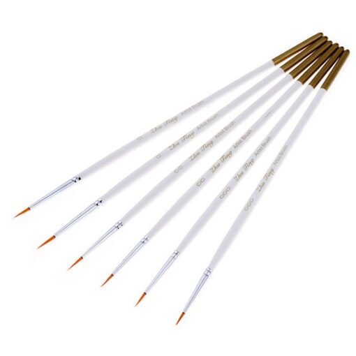 Fine Detail Paint Brush Set, 6 Pieces Miniature Art Brushes for Fine Detailing,Art Painting - Acrylic, Watercolor, Oil - Miniatures, Models, Airplane Kits, Nail White