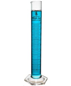 100ml Graduated Cylinder, Borosilicate 3.3 Glass, Single Metric Scale, Class B, Karter Scientific 213I12 (Single) 100ML Pack of 1 7 51 9tfjz45L