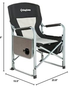 KingCamp Heavy Duty Camping Director Chair Outdoor Folding Chairs for Adults Oversized Camp Chair with Side Table, Cooler Bag, Padded Arms, for Fishing Sports Beach Picnic, Iron, Support 330lbs 20 51 EbFzxIL