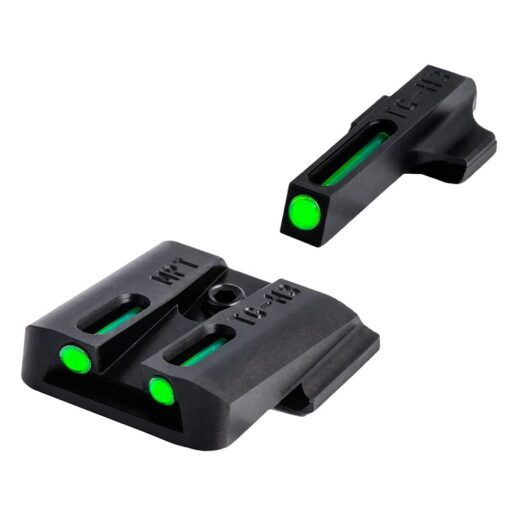 Truglo TFO Tritium & Fiber-Optic Handgun Sight Durable Snag-Resistant Glowing Front & Rear Night Sight, Compatible with Smith & Wesson M&P Series Green Rear Sight