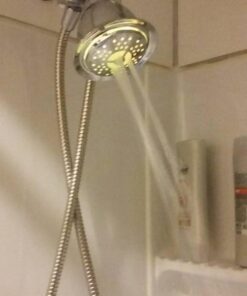 PowerSpa All-Chrome 7-Color LED Shower Head/Hand Held Shower High Pressure Twin Combo Showerhead System with Air Turbo Technology - Includes Premium Stainless Steel Hose and 3-way Water Diverter 32 51 ciAMiNHL