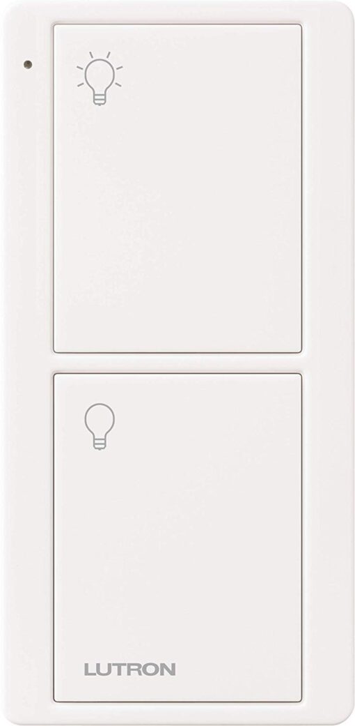 Lutron 2-Button Pico Smart Remote Control for Caseta Smart Switch, PJ2-2B-GWH-L01, White 1 Pack