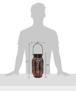 Maggift 2 Pack 10.6 Inch Hanging Solar Lights Outdoor Retro Hanging 20 Lumens Christmas Decorative Solar Lantern with Handle, Brown 2Pack-Retro Hanging Solar Lantern 30 51 vXCmYOIL