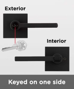 Kwikset 91560-029 Halifax Slim Square Keyed Entry Lever Featuring Smartkey, Iron Black Matte Black Square Rose Old Version 27 510 9jPxUgL