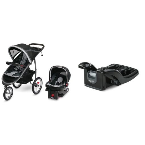 Graco FastAction Fold Jogger Travel System | Includes The FastAction Fold Jogging Stroller and SnugRide 35 Infant Car Seat, Gotham & SnugRide Lite Infant Car Seat Base, Black 32 Inch (Pack of 1)