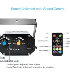Halloween Strobe Light with Remote, JLPOW Sound Activated Mini Strobe Lights Super Bright 48 RGB LED, Remote Control Flash Stage Lighting, Best for DJ Party Show Club Disco Karaoke 16 510MWJuiZEL