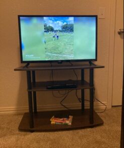 Furinno Turn-N-Tube No Tools 3-Tier Entertainment Center TV Stand for TV up to 32 Inch, Plastic Round Tubes, Dark Brown/Black 32-Inch Plastic Poles 37 510Pz 66qvL