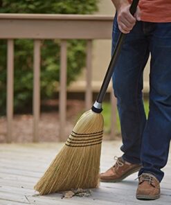 O-Cedar Heavy Duty Corn Broom | Commercial-Grade Indoor and Outdoor Broom to Sweep & Clean Hard Floors| Sturdy Wooden Handle for Strength & Durability, Yellow, Black, 1 Count 1 Count (Pack of 1) 18 510WVRwDznL