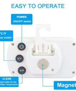 Waterproof Refrigerator Fridge Thermometer, Digital Freezer Room Thermometer, Max/Min Record Function Large LCD Screen and Magnetic Back for Kitchen, Home, Restaurants (1 Pack) 1 9 510ZMceGVoL 1