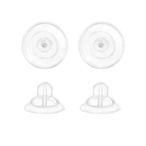 Universal EZback Earring Backs Soft Clear Silicone and 14k White Gold Medium 2 Pairs Medium - 2 Pairs