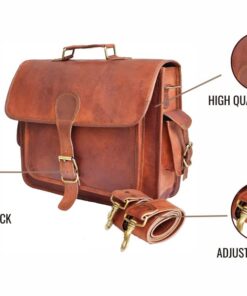 16" leather messenger bag laptop case office briefcase gift for men computer distressed shoulder bag 12 510ckK3VDSL