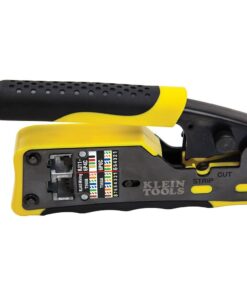 Klein Tools VDV226-110 Ratcheting Modular Data Cable Crimper / Wire Stripper / Wire Cutter for RJ11/RJ12 Standard, RJ45 Pass-Thru Connectors 41 510kKiyzkhL