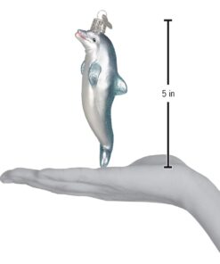 Old World Christmas Ornaments: Sea and Water Animals Glass Blown Ornaments for Christmas Tree, Playful Dolphin 11 511 M5LM1 L