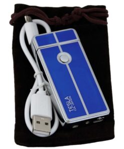 Tesla Coil Lighters™ USB Rechargeable Windproof Arc Cigarette Lighter with Charging Cable and Carrying Pouch Blue 24 51130DxywkL