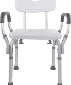 Vaunn Medical Shower Chair Bath Seat With Padded Arms, Removable Back and Adjustable Legs, Bathtub Safety and Support 32 511E8fXqWgL
