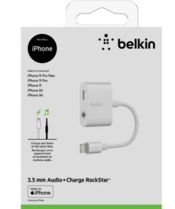 Belkin RockStar Lightning Audio Cable and Charger for iPhone 14, 13, 12, 11, 10 - White 3.5MM Audio + Lightning Charge Lightning Connector 20 511LAKQJlVL
