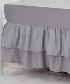 American Baby Company Double Layer Ruffled Crib Skirt, Grey, for Boys and Girls Gray Double Layer Skirt 8 511MaqHD1YL
