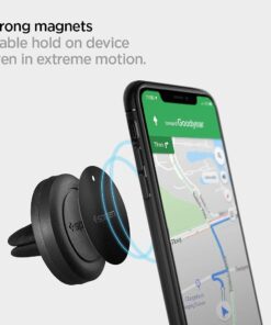 Alternative view of Spigen Quad Air Vent Magnetic Car Mount Matte Finish Phone Cradle Holder with 2 Metal Plates - Black 1 Pack
