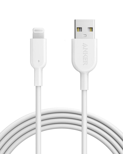 ANKER Powerline II Lightning Cable, [6ft MFi Certified] USB Charging/Sync Lightning Cord Compatible with iPhone SE 11 11 Pro 11 Pro Max Xs MAX XR X 8 7 6S 6 5, iPad and More 6ft White