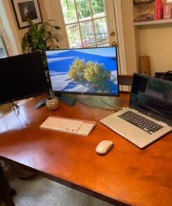 WALI Free Standing Dual LCD Monitor Fully Adjustable Desk Mount Fits 2 Screens up to 27 inch, 22 lbs. Weight Capacity per Arm, with Grommet Base (MF002), Black 43 511ZI 13YIL