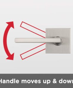 Kwikset Satin Nickel 91540-001 Halifax Door Handle Lever with Modern Contemporary Slim Square Design for Home Hallway or Closet Passage Square Rose Old Version 25 511uHe9mURL