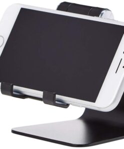 Amazon Basics Adjustable Aluminum Cell Phone Desk Stand for iPhone and Android, Black 26 512EUdqjx1L