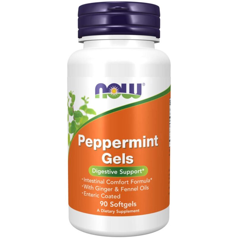 NOW Supplements, Peppermint Gels with Ginger & Fennel Oils, Enteric Coated, Digestive Support*, 90 Softgels 90 Count (Pack of 1)