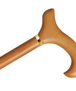 AlexOrthopedic Mobility Support Ladies Wood Cane with Derby Handle and Collar - Natural Stain