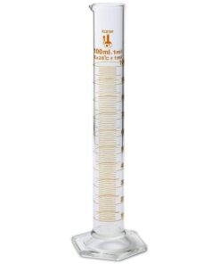 100ml Graduated Cylinder, Borosilicate 3.3 Glass, Single Metric Scale, Class B, Karter Scientific 213I12 (Single) 100ML Pack of 1 8 512ORDzv5GL