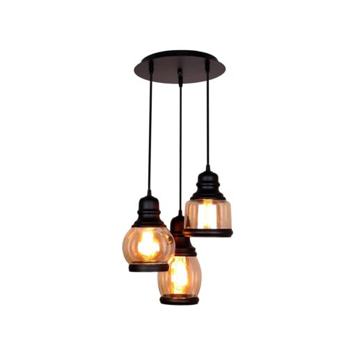 UNITARY Farmhouse Pendant Lights Kitchen Island, Kitchen Light Fixtures, Rustic Dining Room Light Fixture with 3 E26 Bulb Sockets, Black Metal and Glass Jar Chandelier, Ceiling Pendant Light Fixtures