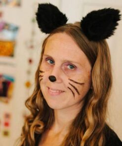 Happylifehere Long Fur Cat Ears and Cat Tail Set Halloween Party Kitty Cosplay Costume Kits (Black) Black 18 513 zEv9SuL