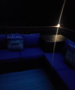 Fab Habitat Outdoor Rug - Waterproof, Fade Resistant, Crease-Free - Premium Recycled Plastic - Striped - Large Patio, Deck, Sunroom, Camping, RV - Cancun - Turquoise & Moss Green - 6 x 9 ft 6' x 9' Rectangular 32 513M7TBlhsL 1