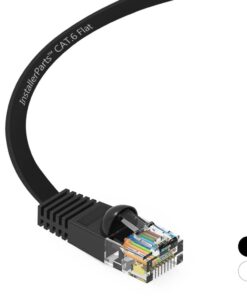 InstallerParts Ethernet Cable CAT6 Cable Flat 0.5 FT - Black - Professional Series - 10Gigabit/Sec Network/High Speed Internet Cable, 550MHZ 0.5 Feet 10 513NGX C9KL