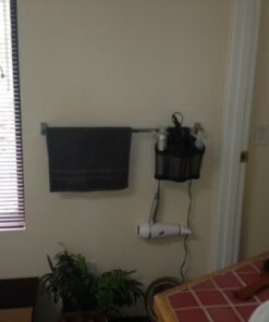 Polder Style Station, Organization for Styling Tools: Hair Dryers,Curling Irons, Straighteners, Brushes, Hang Over Towel Rack, Store Undersink or in Drawer, Black and Silver 37 513QdE ZPgL