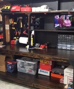 2x4basics 90164MI Custom Work Bench and Shelving Storage System, Black Work Bench with Shelf 97 513VWspmTL