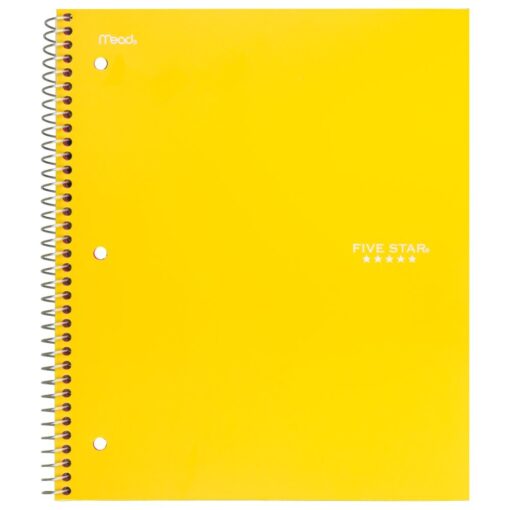 Five Star Spiral Notebook, 3 Subject, Wide Ruled Paper, 150 Sheets, 10-1/2" x 8" Sheet Size, Color Selected For You, 1 Count (05244)