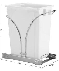 Household Essentials Glidez Chrome-Plated Steel Pull-Out/Slide-Out Discreet Single 9 Gallon Plastic Trash Can for Under Cabinet Use - Fits Standard Size Cabinet, Chrome and White 9 Gallon - Single Trash Can 19 513b2AyAxLL