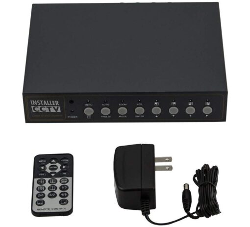 Installer CCTV 4CH Video Color Quad Multiplexer with Loopout, Remote Control and Free 1 Amp Power Adapter 4 CH WITH LOOPOUT