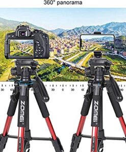 55" Tripod Q111 Travel Camera Tripod with 3-Way Pan Head and Phone Holder Mount for Gopro,Projector,Smartphones Webcam,Spotting Scopesto Live Broadcast and DSLR EOS Canon Nikon Sony Samsung(Red) 55" Red 19 514DgnzMQRL