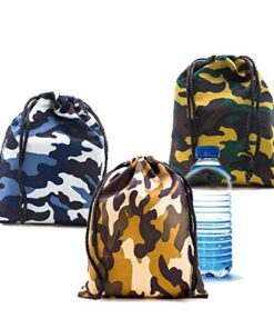 Adorox Tie-dyed Camouflage Drawstring Tote Bags Party Favors Arts & Crafts (Camouflage (12 Bags)) 12 514KGMR0bZL