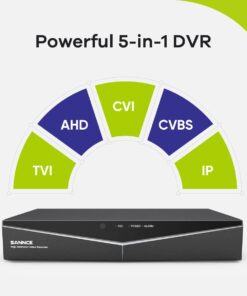 16 Channel Security CCTV DVR with 4TB Hard Drive, SANNCE 1080p Lite 5-in-1 Hybrid Video Recorder for 2MP TVI AHD CVI CVBS Analog IP Security Cameras, Motion Alerts, Remote Access, 24/7 Recording Black 12 514bI6Gwe8L