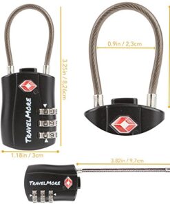2 Pack TSA Approved Travel Combination Cable Luggage Locks for Suitcases & Backpacks - Black 2 Pack 13 514g34jUviL