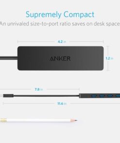 Anker 4-Port USB 3.0 Ultra Slim Data Hub for Macbook, Mac Pro/mini, iMac, Surface Pro, XPS, Notebook PC, USB Flash Drives, Mobile HDD, and More 0.7 ft USB-A 3.0 39 514lAGhkN8L