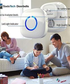 SadoTech Wireless Doorbell for Home - Battery Operated, 1000 Feet, Waterproof Door Bell w/LED Flash, 1 push button + 1 receiver, Waterproof White 31 514lgEEJm6L