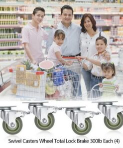 4’’ TPR Heavy Duty Swivel Caster Wheels Lockable Ball Bearing 1200lbs (Set of 4) - Silver Gray with brake 21 514pvI1MqgL