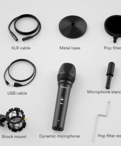MAONO USB/XLR Podcast Dynamic Microphone, Studio Mic Kit with Volume Control, Shock Mount, Pop Filter, Ideal for Vocal, Instruments Recording, Voice Over, Live Streaming (HD300T) Black 33 514teDGw6 L
