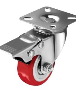 Online Best Service 4 Pack Caster Wheels Swivel Plate On Red Polyurethane Wheels (2 inch with Brake) 2 inch with Brake 21 5154oh1qDhS