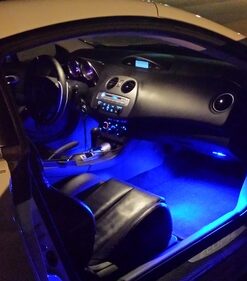LEDGlow 4pc Blue LED Interior Footwell Underdash Neon Lighting Kit for Cars & Trucks - 7 Unique Patterns - Music Mode - 8 Brightness Levels - Auto Illumination - Includes Cigarette Power Adapter 34 515Axgch5mL 1