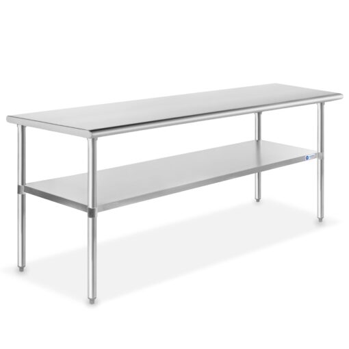 GRIDMANN Stainless Steel Work Table 72 x 24 Inches, NSF Commercial Kitchen Prep Table with Under Shelf for Restaurant and Home 72 in Long x 24 in Deep